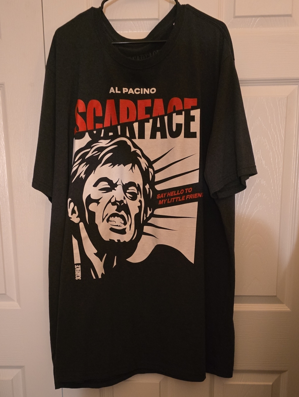 Scarface Al Pacino Graphic Tee - Black with Red & White Print